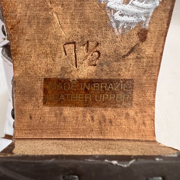 y2k Candies sandals womens 7.5 wooden clog style white leather slip on - Picture 11 of 11